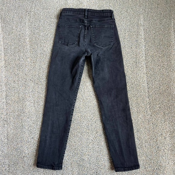 UNIQLO Black Mid Rise Jeans Skinny Straight Leg Stretch Denim Casual Women's 24 - Picture 3 of 8
